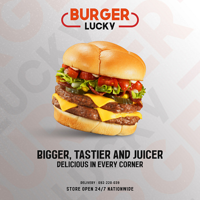 Burger Lucky branding burger business design graphic design media poster sample social