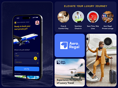 Experience Luxury Travel with Aero Regal ✈️ add design air ticket airport booking app bording pass flight app flight ticket fly luxuru travel luxury mobile app plan private jet ticket ticket app ticket booking ui ui design ux ux design