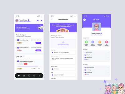 Task Management, HRIS, Reimburse, Claim, Form, New Task absence attendance attendant claim form hr human resources mobile present reimburse task management ui uiux uiux hr uiux task