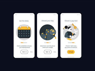 Onboarding Booking Mobile App | UI UX Design Inspiration animation app booking design graphic design illustration mobile motion graphics onboarding page svg animation svgator ui ux