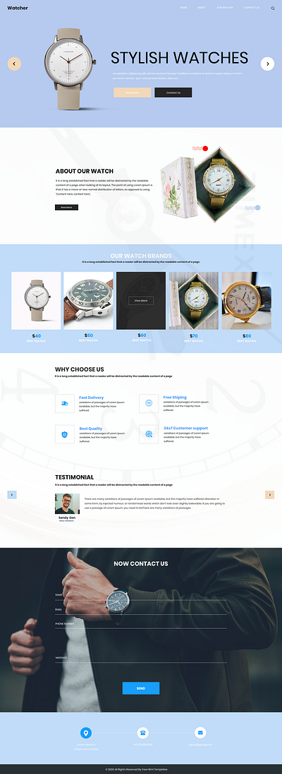 Sleek and Stylish Watches Shop Website graphic design ui