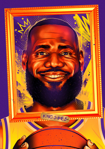 King James alexander wells athlete character digital editorial folioart graffiti illustration paint portrait sports