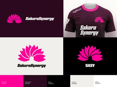 SakuraSynergy - Brand Guidelines brand brand guidelines branding concept design esport esports guide illustration jersey logo magenta sakura shirt styleguide woman esports