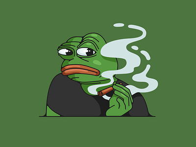 Pepe Elon 2d character coin crypto elon frog green illustration meme musk pepe smoke