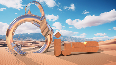 3D Arabic 'Sahara' Desert 3d branding graphic design motion graphics typeface