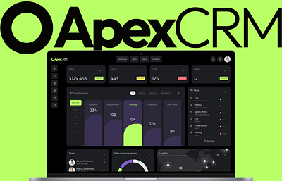 Apex CRM Dasboard crm dark theme dasboard design product product design statistics ui user interface ux web