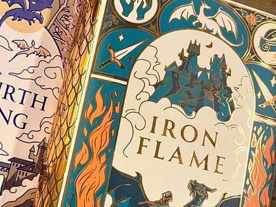 Iron Flame dust jacket alternative book cover best seller book book cover book design books illustration design dragon dragons dust jacket fanart fire gold foil graphic design illustration iron flame violet