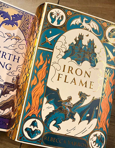 Iron Flame dust jacket alternative book cover best seller book book cover book design books illustration design dragon dragons dust jacket fanart fire gold foil graphic design illustration iron flame violet