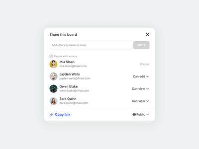 Share & People Access Dialog access app dialog invite invite people link privacy minimal interface modal people access popover popup product design share share dialog share link share modal slick ui user interface ux