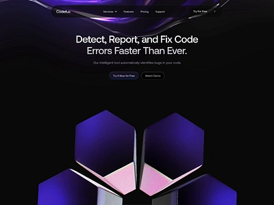 Codefus - Next-Gen Code Correction 3d 3d animation abstract animation app camera movement code coding design graphic design interaction modern scroll sleek ui