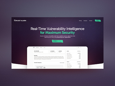 Exploit Alarm - Hero Section design graphic design hero hero design hero section homepage landing page layout saas software ui ui design uidesign uiux web design