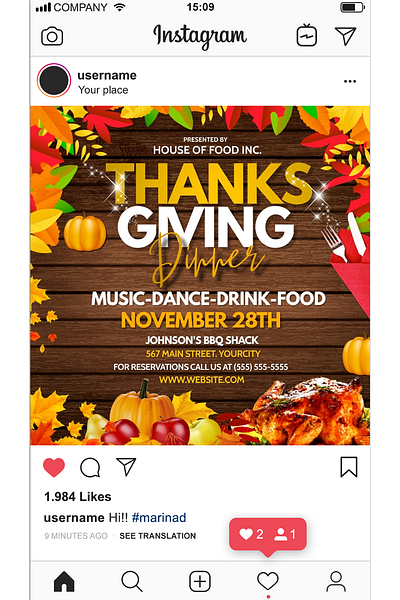 Thanks Giving Dinner banner fall festival flyer party poster thanks giving thanks giving party