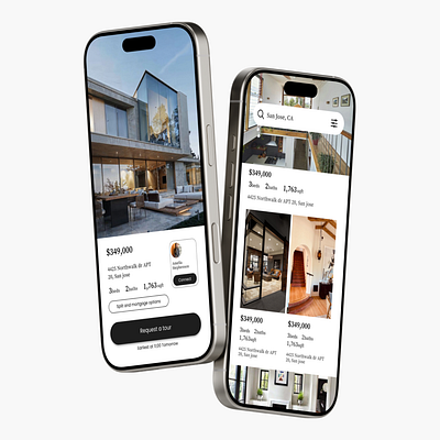 Real Estate App UI/UX - Seamless Property Browsing 3d animation branding design figma graphic design logo minimalist mobile app motion graphics ui uiux