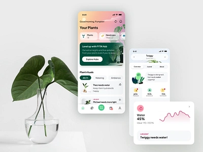 Elevating plant care with FYTA animation branding graphic design homescreen houseplant illustration mobile app plant plant care plant profile plant rituals plant watering ui watering graph watering schedule