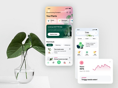 Elevating plant care with FYTA animation branding graphic design homescreen houseplant illustration mobile app plant plant care plant profile plant rituals plant watering ui watering graph watering schedule