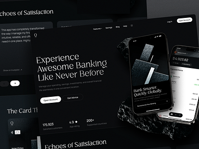 Fintech Website UI Design bank banking dark theme ebanking expenses expenses management finance finances financial fintech mobile bank money management online banking payment transaction transactions wallet web web design website