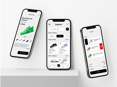 E-Commerce Sneaker App Design - Intuitive Shopping and Checkout branding design ecommerce graphic design illustration logo mobile app ui uiux