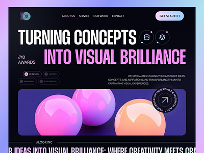 10AW - Digital Agency Landing page UI🍨 3d animation branding design illustration la landing page minimal motion graphics ui uiux user interface webdesign website