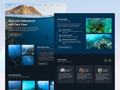 Underwater Tourism Website Landing Page | UI Design adventure animation branding design explore figma hero section illustration landing page logo minimalist planners tourism travel ui ui design ux water webdesign website