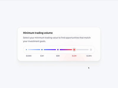 💸 Minimum trading value animation dashboard interaction interaction design interface design micro interaction product design prototype range range input range select slider slider design slider input software design ui user interface design