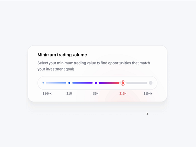 💸 Minimum trading value animation dashboard interaction interaction design interface design micro interaction product design prototype range range input range select slider slider design slider input software design ui user interface design