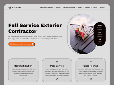 Roofing company website design architecture branding company design discover inter interior landing page logo productdesign property realestate roofing uiux web design web template webdesign website