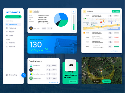 Neopower "Oneclick" application graphic design solar ui ux website