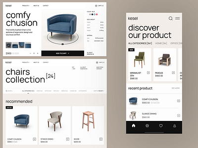 Furniture E-Commerce - Web and App UI 3d animation branding graphic design logo motion graphics ui