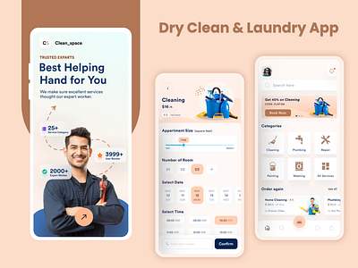 Dry Clean and Laundary App 3d animation branding graphic design logo motion graphics ui