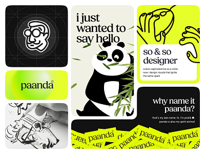 Hello👋, My Name is Paanda. Check my first Dribbble shot🏀 animation app bento branding design discover graphic design illustration logo modern panda personal typography ui ux vector