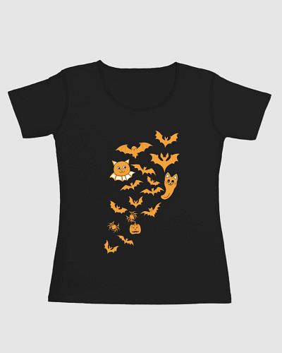 Halloween cute Bat Boo Pumpkin T-Shirt design soft cat shirt