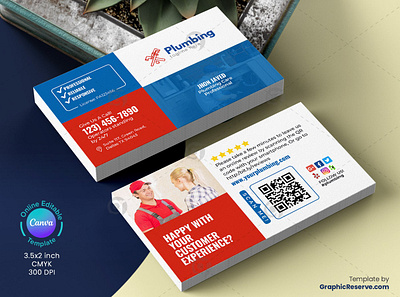 Plumbing Business Card Design Canva Template business card design business card template canva plumbing business card canva stationery design personal business card plumber business card plumber review card plumbing service card