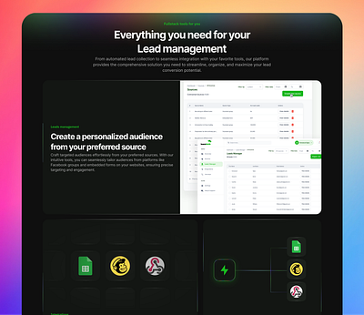 Beamleads- Features✨❤️ bento cards clean design figma landing page leads saas ui website