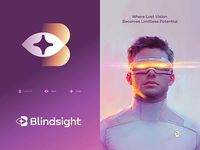 Blindsight Logo Concept blockchain branding design gaming gradient icon identity lepisov letter b lettering logo medical medtech neuralink saas tech