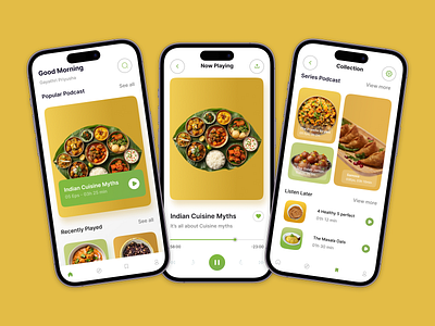 Food Podcast Mobile UI Design graphic design ui