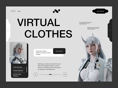 VR Fashion Landing Page clothes ecommerce fashion landing page media product shop shopify store ui ux virtual reality vr webdesign website design widget