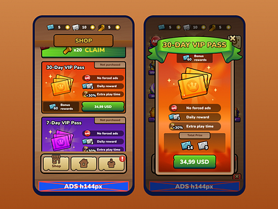 Wood Nuts & Bolts Mobile Game game pass game shop game ui mobile game shop vector vip pass