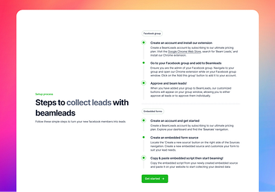 Beamleads- Set up process🎉 clean design figma landing page leads saas ui