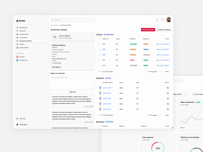 E-commerce Dashboard branding dashboard design ecom saas ui