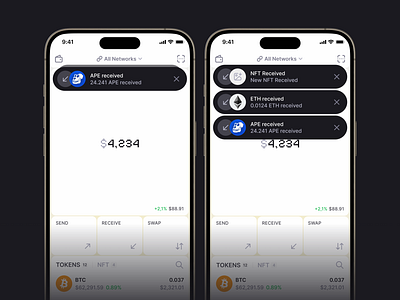 The Crypto Wallet UI Kit | In App Notification app crypto design system ios notification ui ui kit ux web3