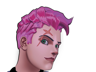 Zarya blizzard digital illustration fan art futuristic soldier game character portrait gaming character hero shooter overwatch fan art overwatch2 pink hair tank hero video game art zarya