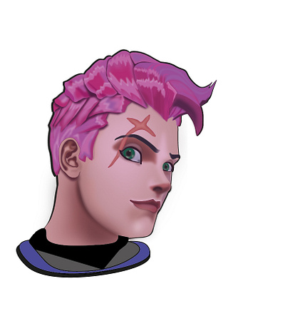 Zarya blizzard digital illustration fan art futuristic soldier game character portrait gaming character hero shooter overwatch fan art overwatch2 pink hair tank hero video game art zarya