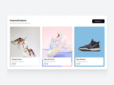 Featured Products Sections: Modern Shoe Display featured products featured section landing landing page section ui ui design website design wordpress