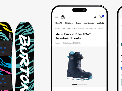 Burton Snowboards Rental Ecommerce Site design ecommerce platform rentals resale ui