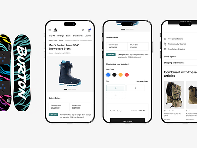 Burton Snowboards Rental Ecommerce Site design ecommerce platform rentals resale ui