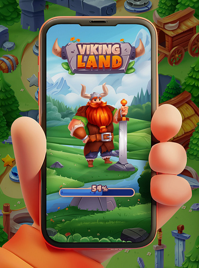 Viking land 2d illustration adobe photoshop art cartoon casual game art design game mobile art graphic design illustration mobile art viking character viking land