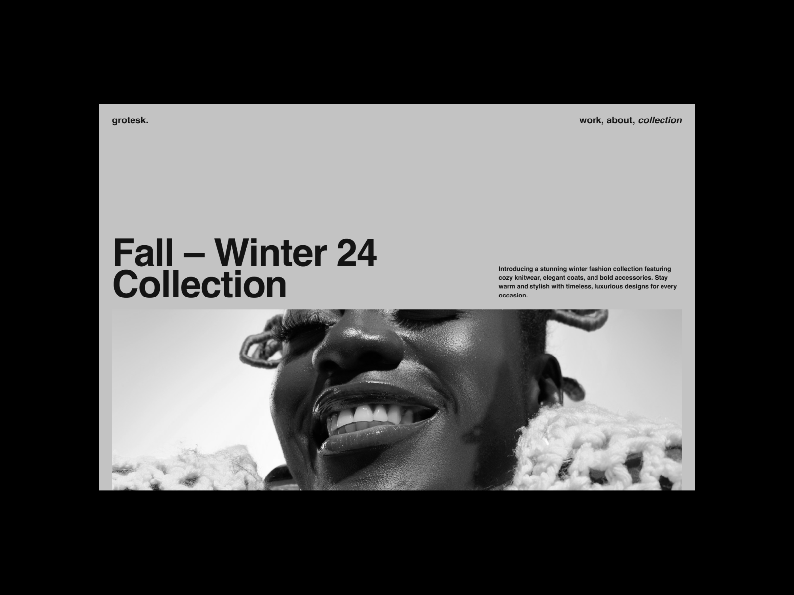 0036-FALLWINTER branding grey grid helvetica landing page layout minimalist simple type typography ui web web design