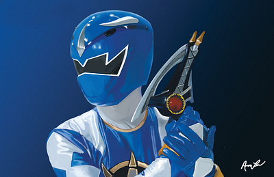 Blue Dino Power Ranger draw illustration photoshop power rangers