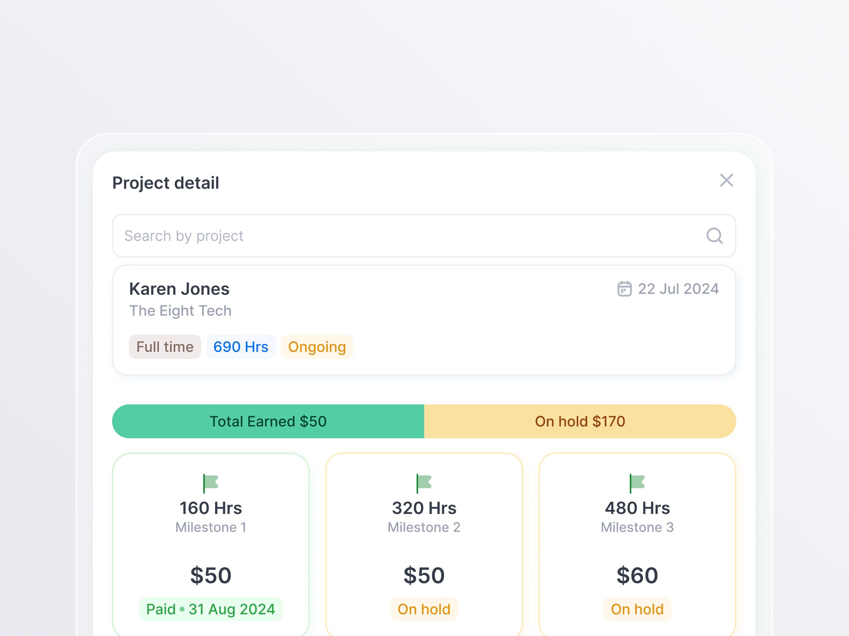Project Incentives Detail Modal cards clean design components dashboard earn figma gamification incentive milestones minimal design minimal interface modal pills project project detail saas saas application tags ui design ui ux