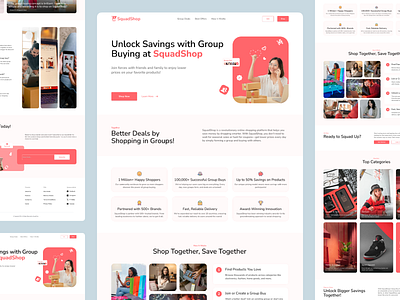 SquadShop Landing Page UI Design cleandesign ecommerce ecommercedesign groupbuying landingpage minimalistdesign shopping uidesign uiux webdesign